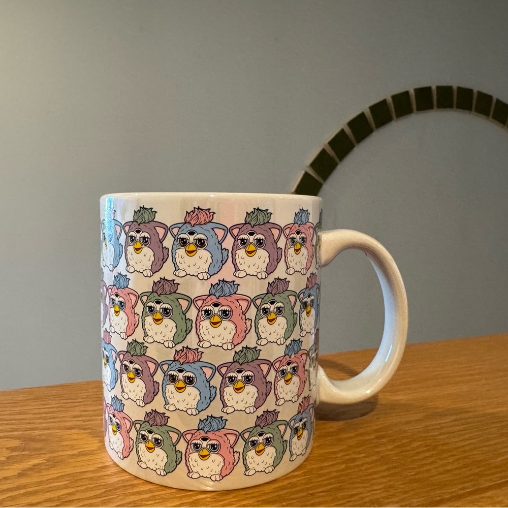 Hasbro Furby 90s Y2K Retro Ceramic Coffee Mug Iridescent White 20 OZ